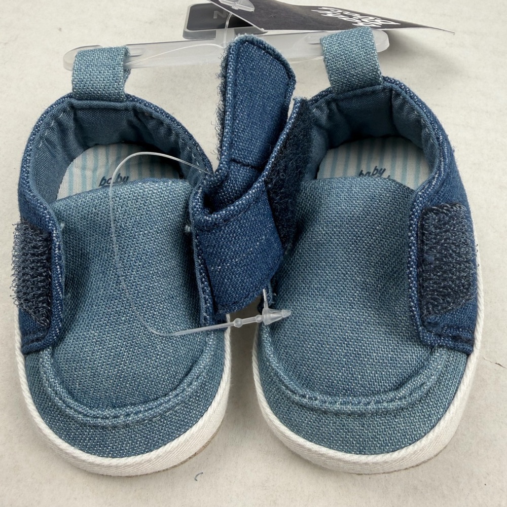 Baby B’gosh Newborn Denim Soft Sole Shoes Velcro Strap – Size NB NEW WITH TAGS! - Picture 6 of 12